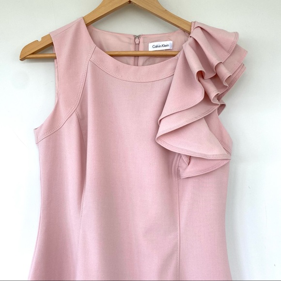 Calvin Klein fitted midi dress with ruffle - Picture 2 of 11